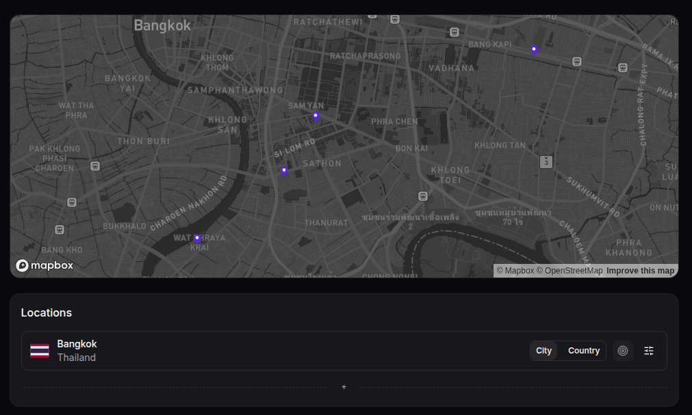 Travel Planner trip map screenshot